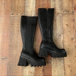 Dolls Kill Lamoda selfish knee high platform boots in black - 7